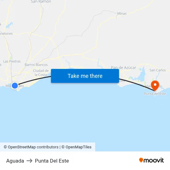 Aguada to Punta Del Este map