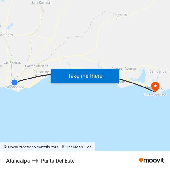 Atahualpa to Punta Del Este map