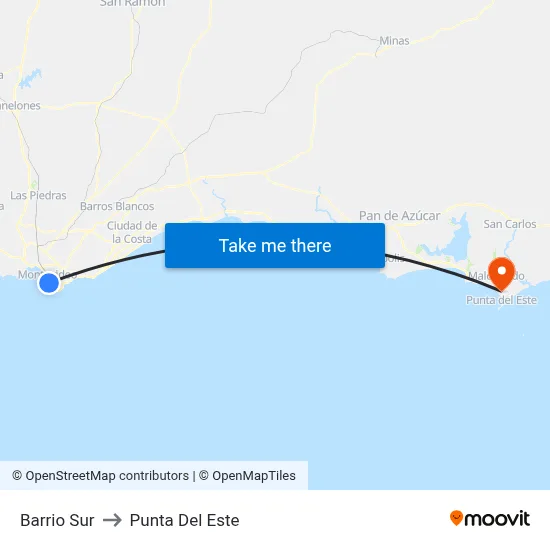 Barrio Sur to Punta Del Este map