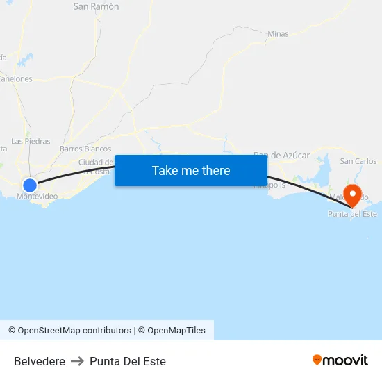 Belvedere to Punta Del Este map