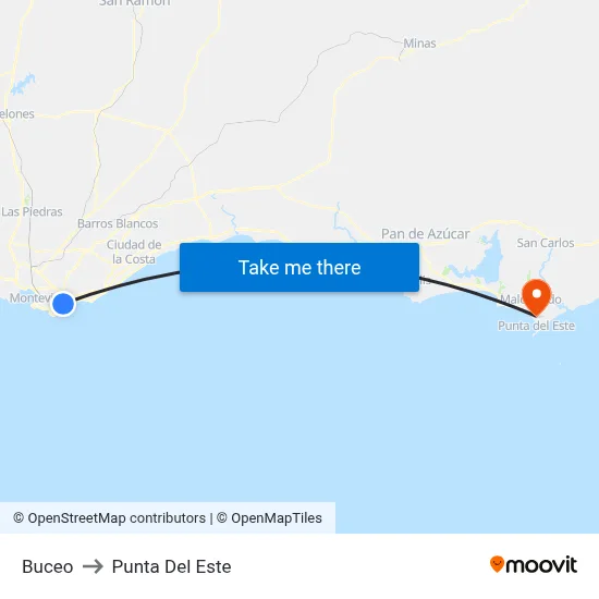Buceo to Punta Del Este map