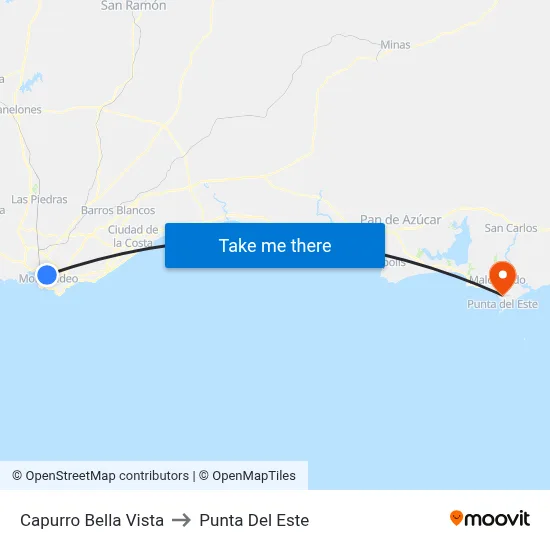 Capurro Bella Vista to Punta Del Este map