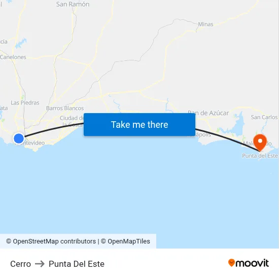 Cerro to Punta Del Este map