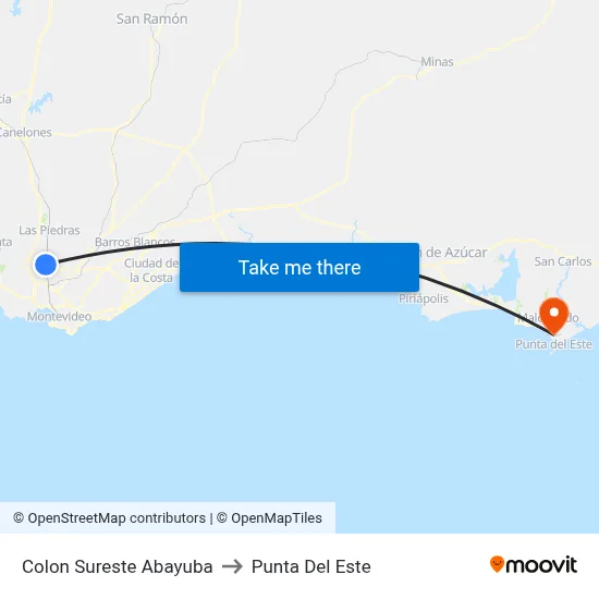 Colon Sureste Abayuba to Punta Del Este map