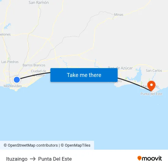 Ituzaingo to Punta Del Este map