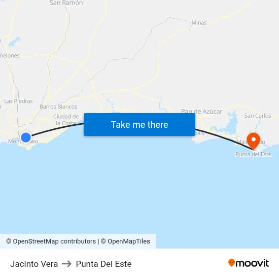 Jacinto Vera to Punta Del Este map