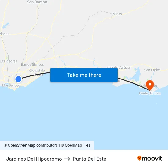 Jardines Del Hipodromo to Punta Del Este map