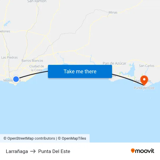 Larrañaga to Punta Del Este map