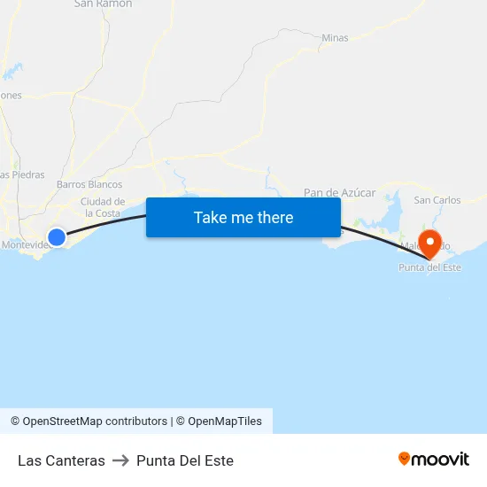 Las Canteras to Punta Del Este map