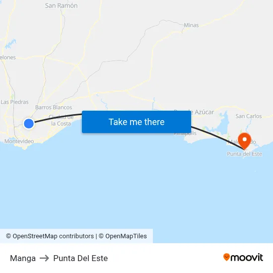 Manga to Punta Del Este map