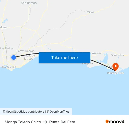 Manga Toledo Chico to Punta Del Este map