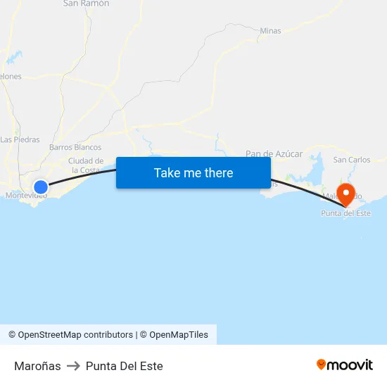 Maroñas to Punta Del Este map