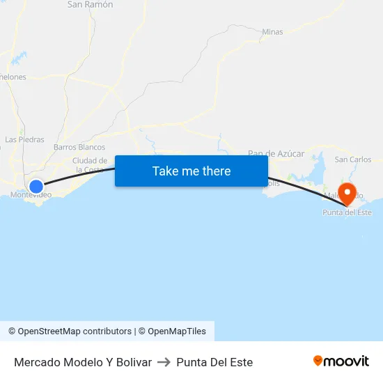 Mercado Modelo Y Bolivar to Punta Del Este map