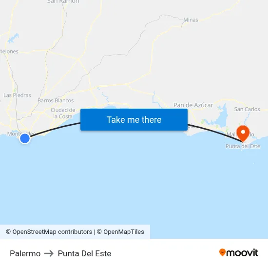 Palermo to Punta Del Este map