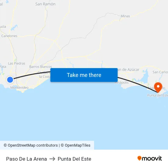 Paso De La Arena to Punta Del Este map