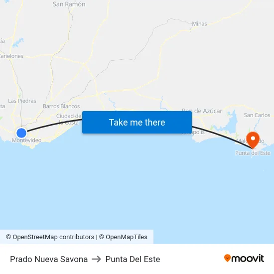 Prado Nueva Savona to Punta Del Este map