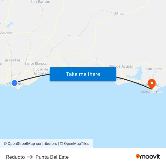 Reducto to Punta Del Este map