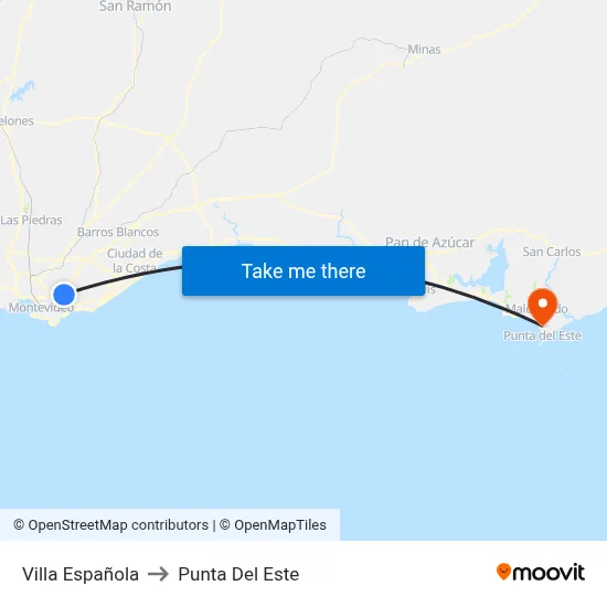 Villa Española to Punta Del Este map