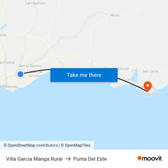 Villa Garcia Manga Rural to Punta Del Este map