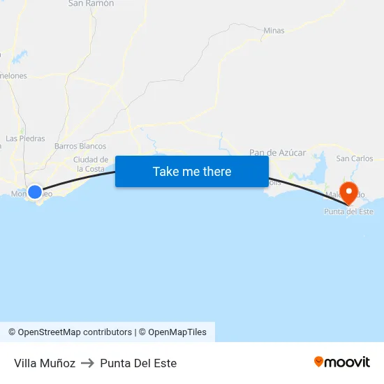 Villa Muñoz to Punta Del Este map