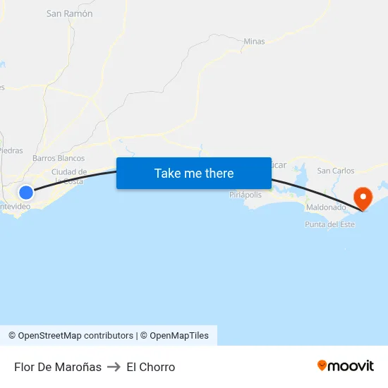 Flor De Maroñas to El Chorro map