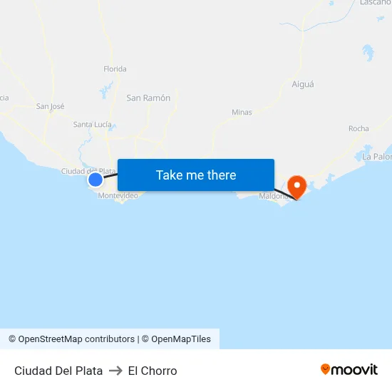 Ciudad Del Plata to El Chorro map