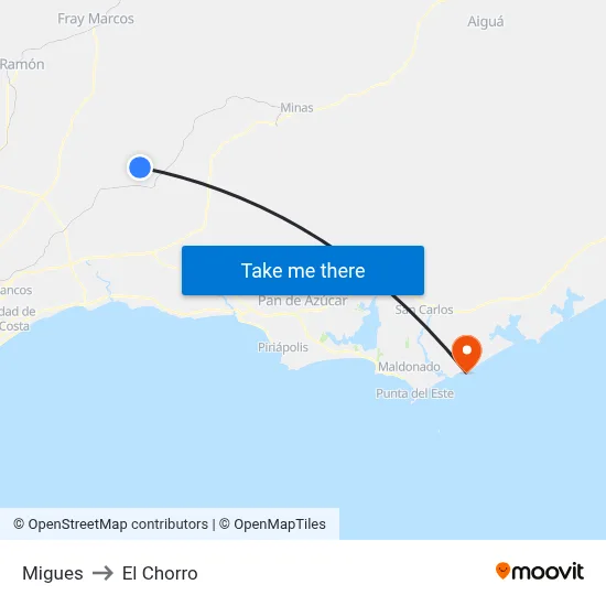 Migues to El Chorro map