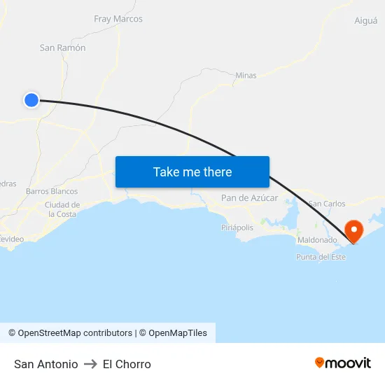 San Antonio to El Chorro map