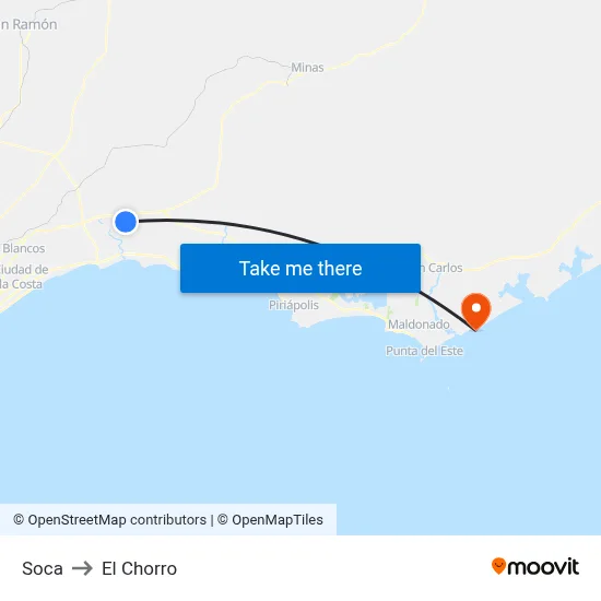 Soca to El Chorro map