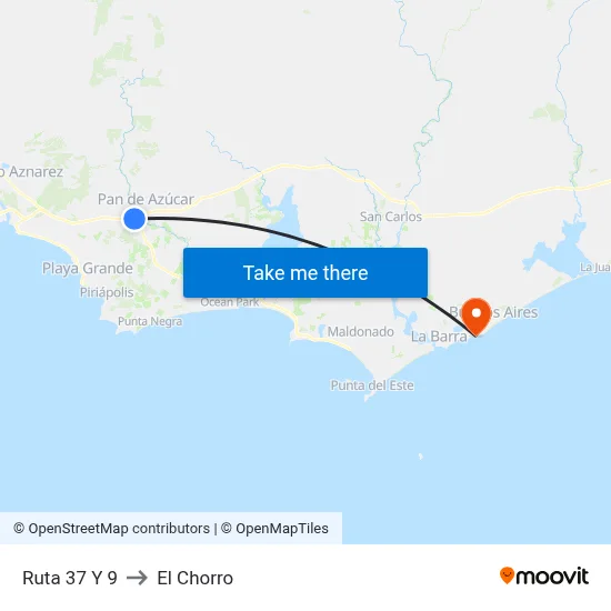 Ruta 37 Y 9 to El Chorro map