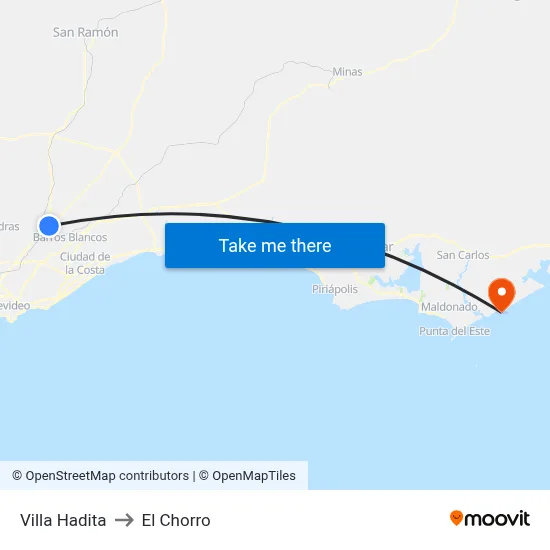 Villa Hadita to El Chorro map