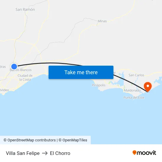 Villa San Felipe to El Chorro map