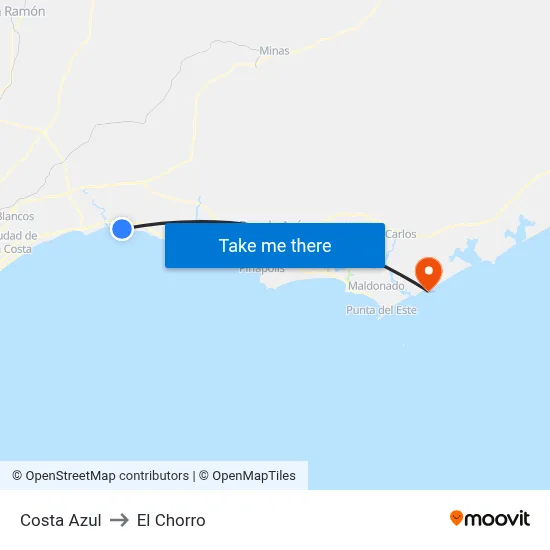 Costa Azul to El Chorro map