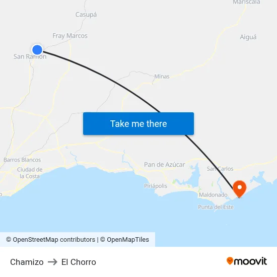 Chamizo to El Chorro map