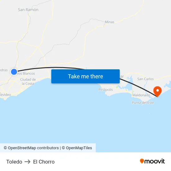Toledo to El Chorro map