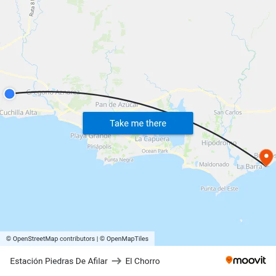 Estación Piedras De Afilar to El Chorro map
