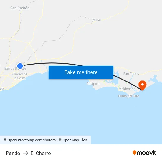 Pando to El Chorro map