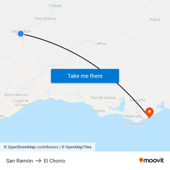 San Ramón to El Chorro map