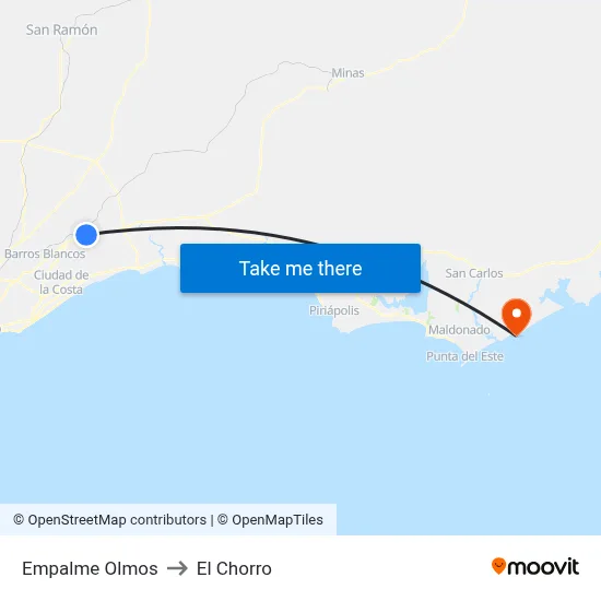Empalme Olmos to El Chorro map