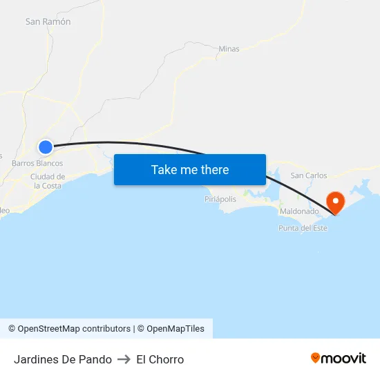 Jardines De Pando to El Chorro map