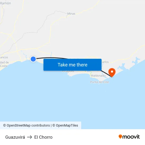 Guazuvirá to El Chorro map