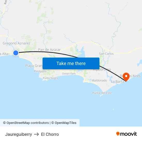 Jaureguiberry to El Chorro map