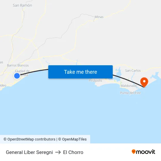 General Líber Seregni to El Chorro map