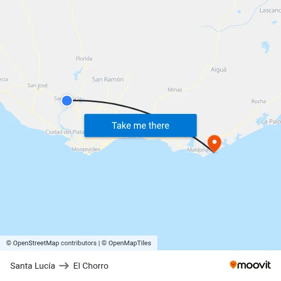 Santa Lucía to El Chorro map