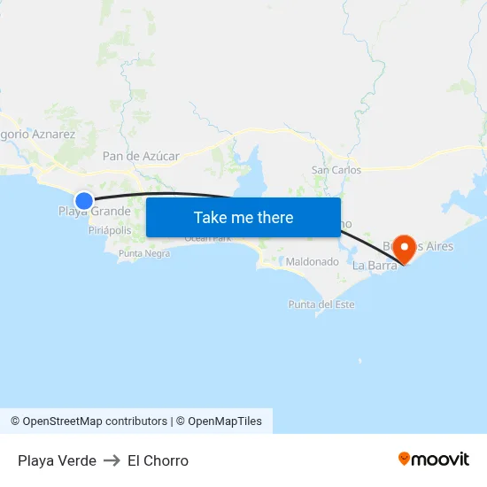 Playa Verde to El Chorro map