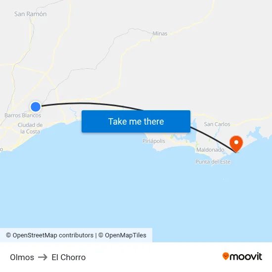 Olmos to El Chorro map