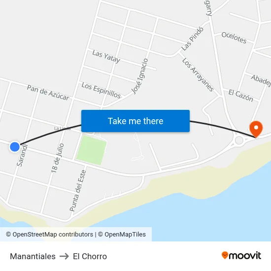 Manantiales to El Chorro map