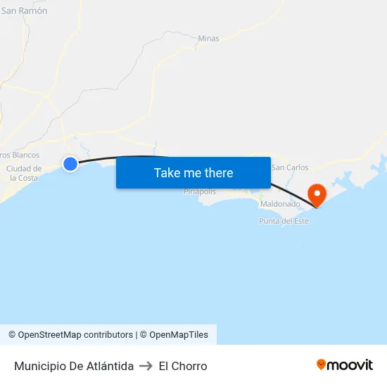 Municipio De Atlántida to El Chorro map