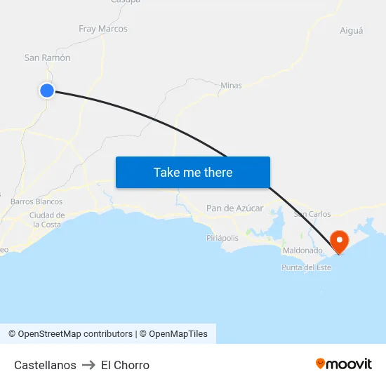 Castellanos to El Chorro map