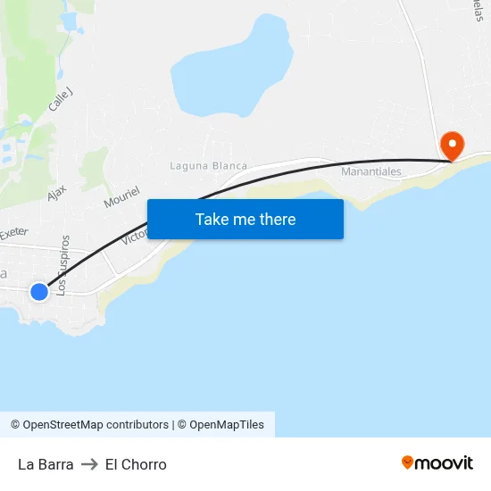 La Barra to El Chorro map